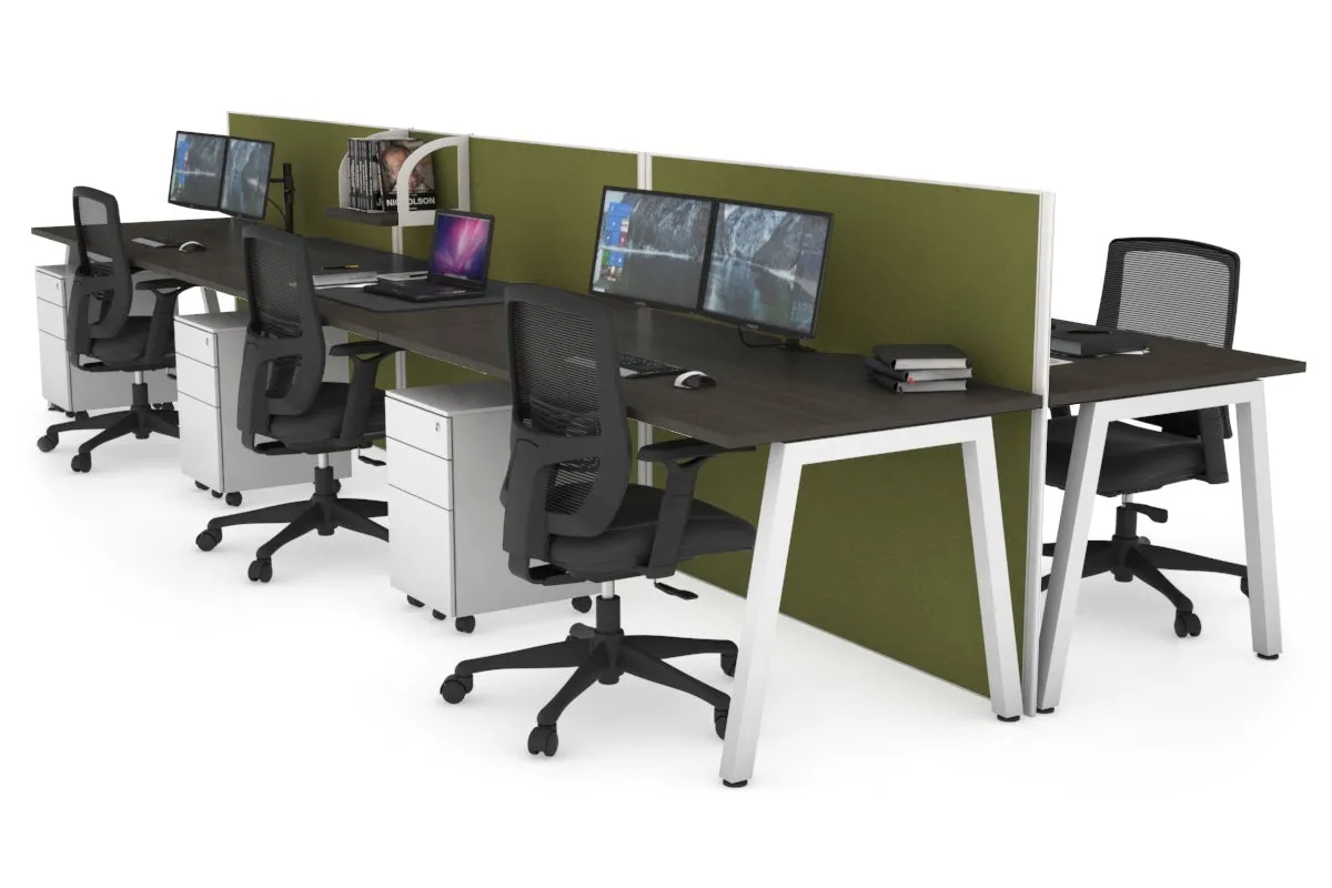 Horizon Quadro 6 Person Bench A Legs Office Workstation [1600L x 800W with Cable Scallop]