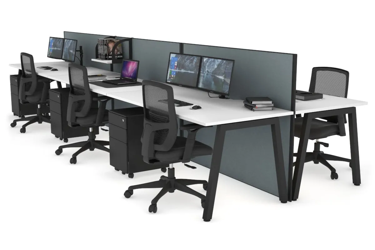 Horizon Quadro 6 Person Bench A Legs Office Workstation [1600L x 800W with Cable Scallop]