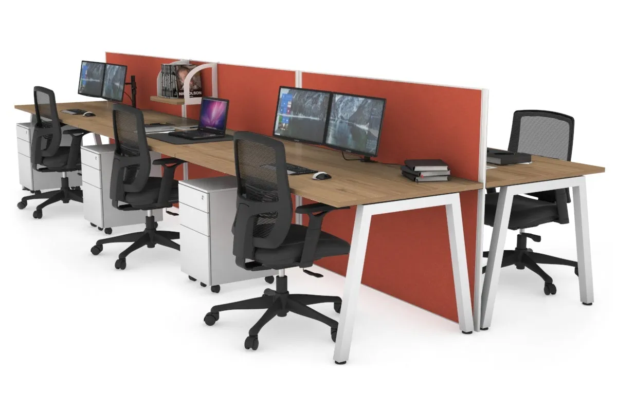 Horizon Quadro 6 Person Bench A Legs Office Workstation [1600L x 800W with Cable Scallop]