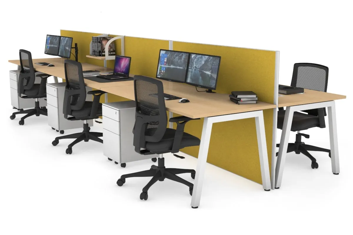 Horizon Quadro 6 Person Bench A Legs Office Workstation [1600L x 800W with Cable Scallop]