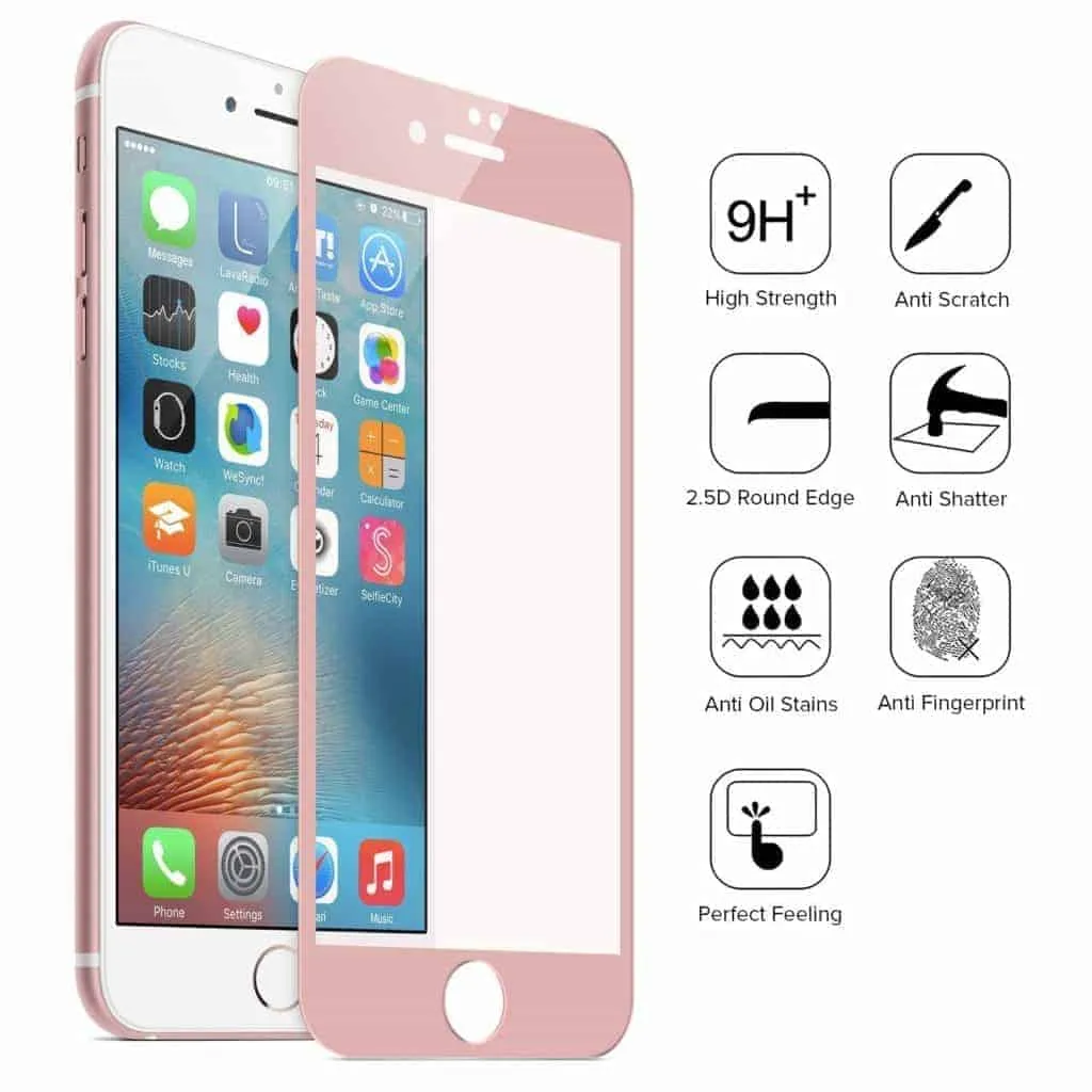 iPhone 8 Plus Tempered Glass Screen Protector (Pink) 2-Pack Gorilla Glass