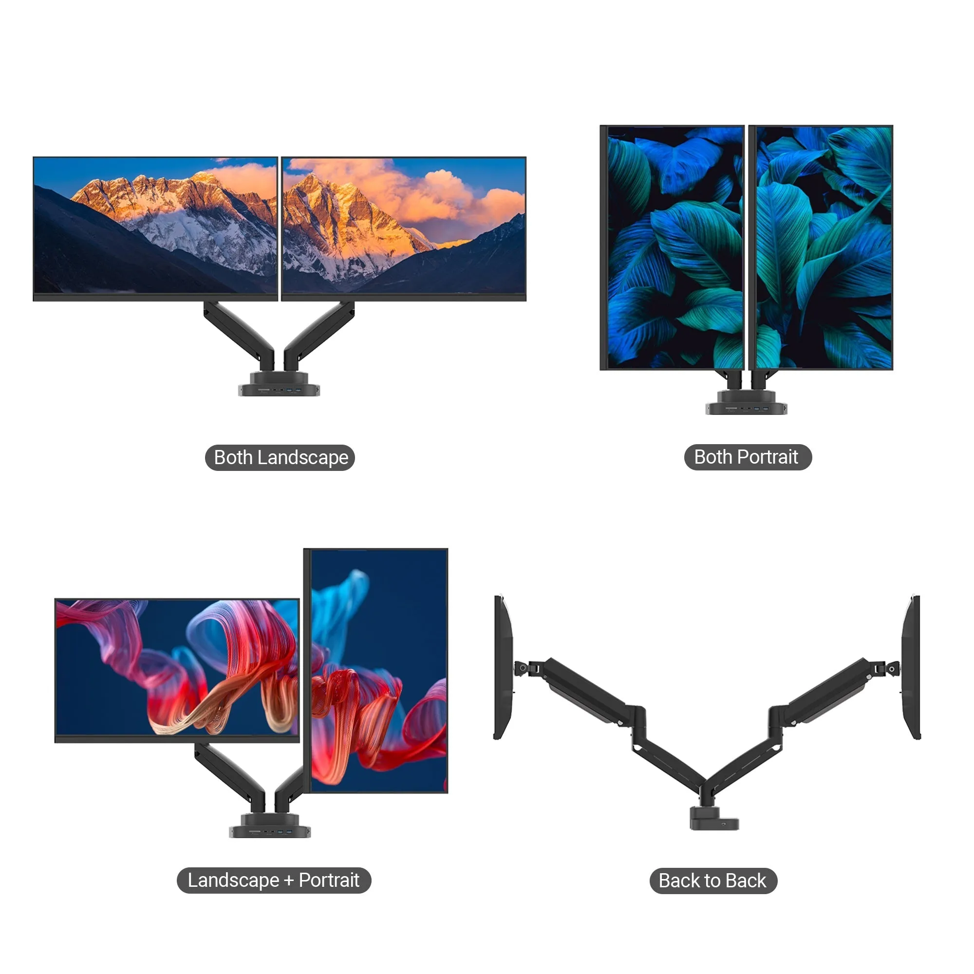 j5create Ergonomic Dual-Monitor Mount with Docking Station, JTSA302