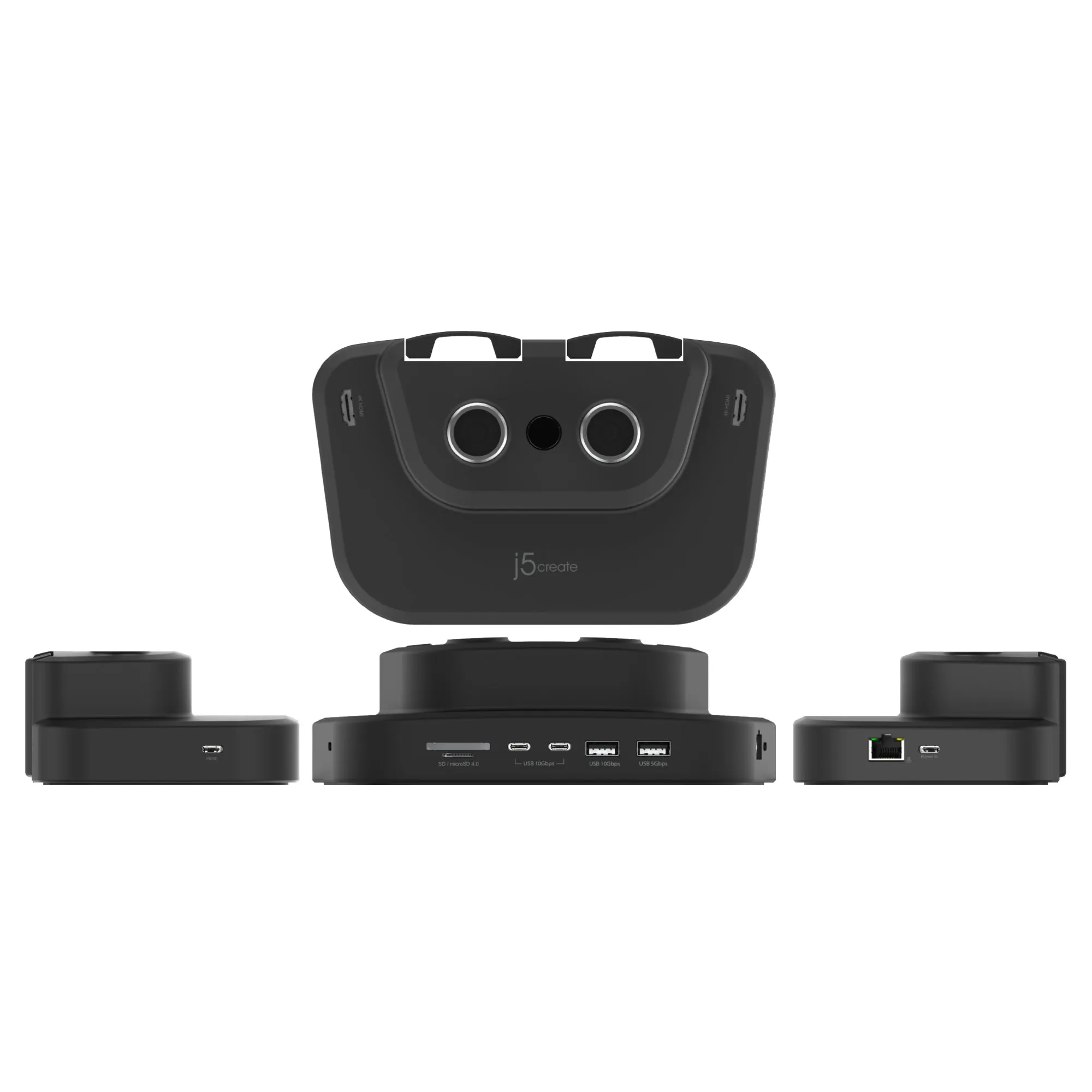 j5create Ergonomic Dual-Monitor Mount with Docking Station, JTSA302