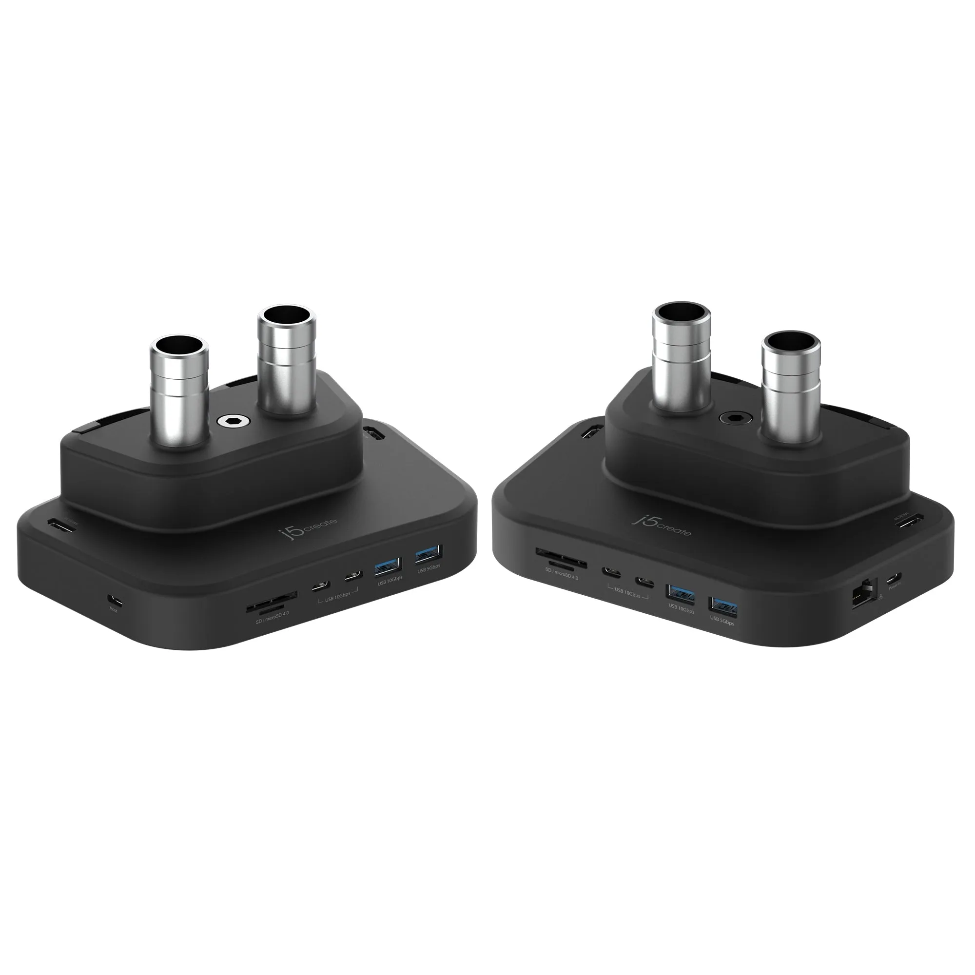 j5create Ergonomic Dual-Monitor Mount with Docking Station, JTSA302