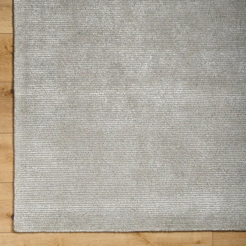Jett Solid and Border Medium Gray Area Rug