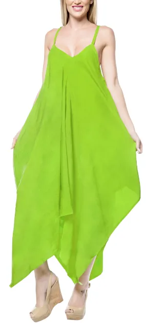 LA LEELA Beach Dress Solid Tropical Halter Swimsuit OSFM 14-16  Parrot Green_3424
