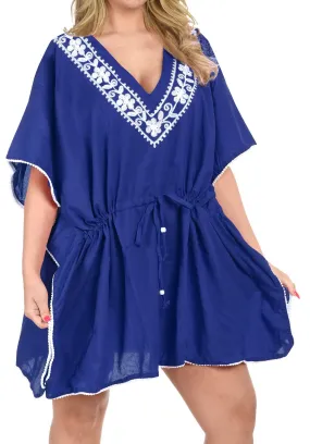 LA LEELA Rayon Solid Spring Summer Cover Up OSFM 14-28 [L-4X] royal Blue_2556