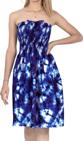 LA LEELA Tie Die Tube Dress For Women Chic And Casual Dress For Female Swimwear Swimsuit Coverup
