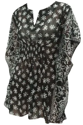 LA LEELA Women Chiffon Bikini Swimwear Cover Ups Beach Bikini Bathing Suit US 8-14 Black_D100
