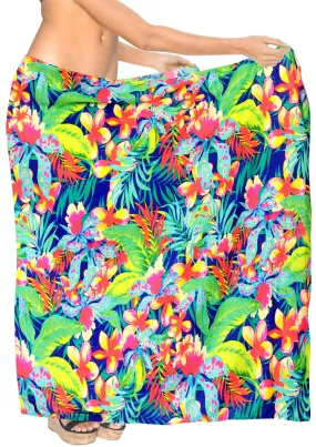 La Leela Women's Hawaiian Bikini Beach Wrap Sheer Sarong Swimming Bathing suit Beachwear Swim Dress Pareo Cover up Long 78"X42"  Blue 913593
