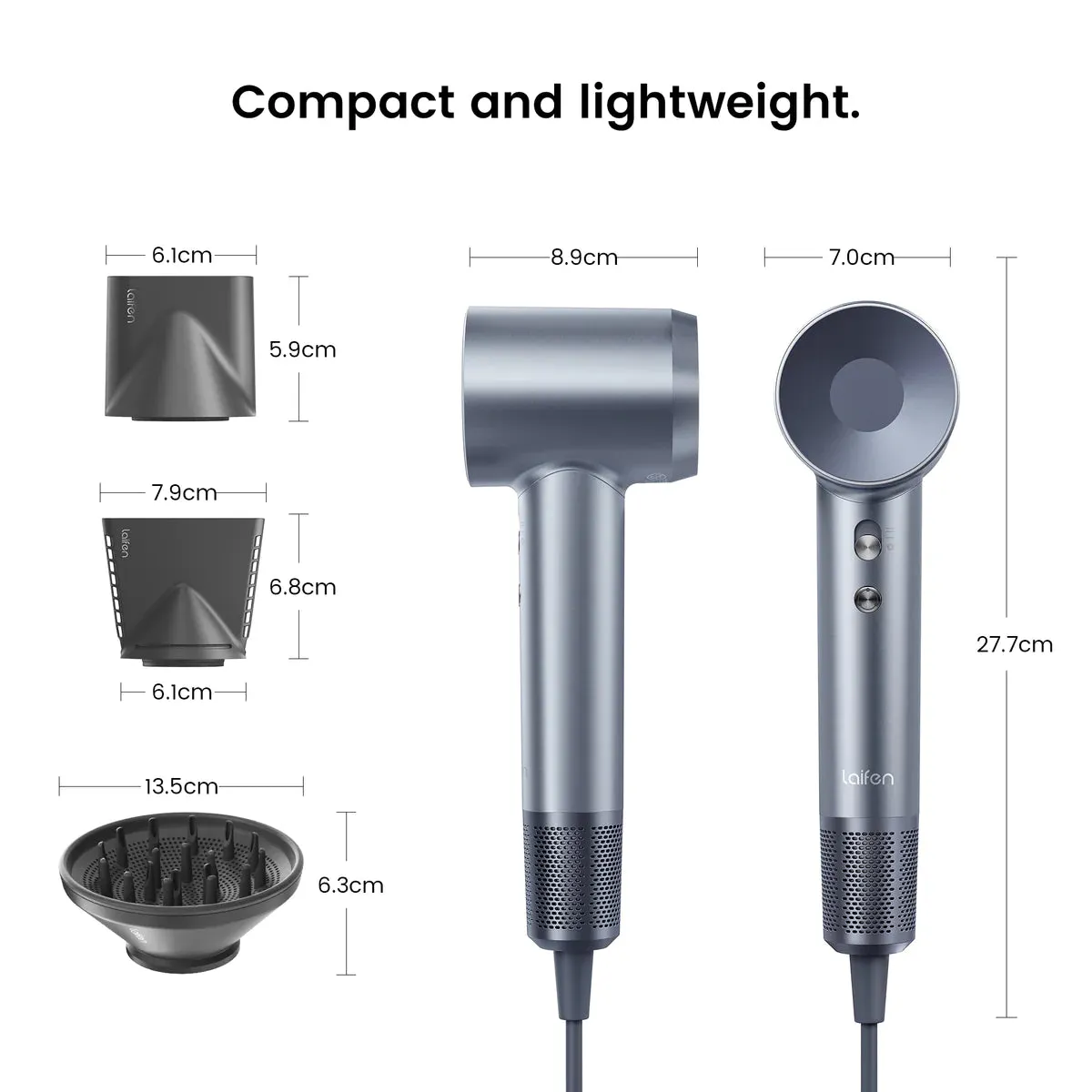 Laifen Swift Special Negative Ionic High Speed Hair Dryer With 3 Nozzles – 1600W – Silver