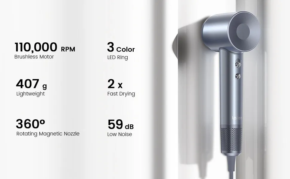 Laifen Swift Special Negative Ionic High Speed Hair Dryer With 3 Nozzles – 1600W – Silver