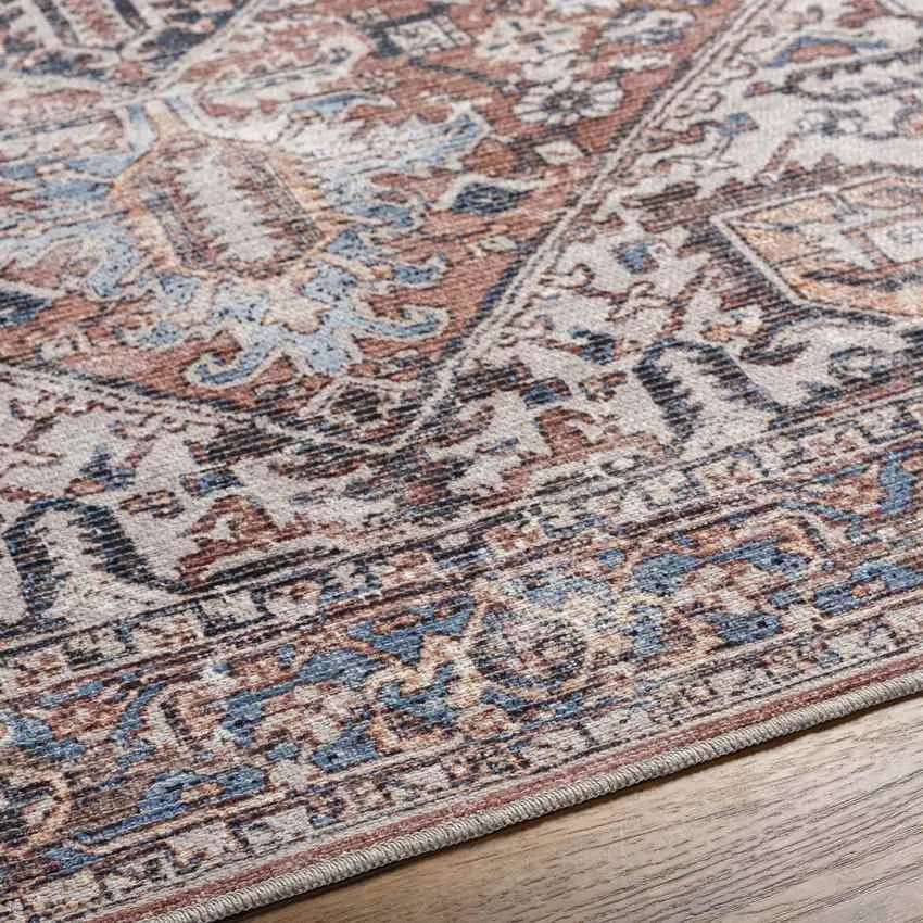 Liebenthal Traditional Rust Washable Area Rug