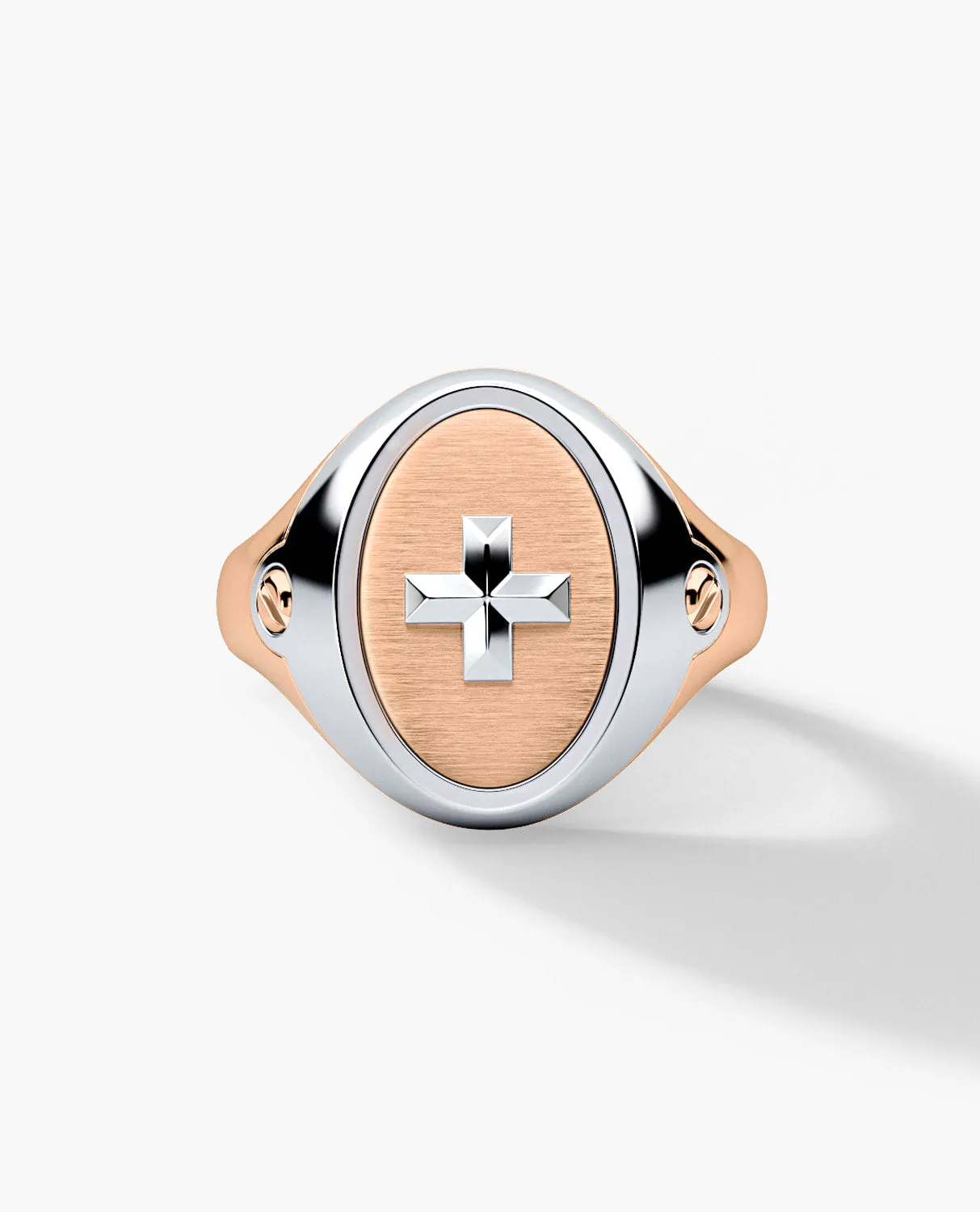 LODESTAR Two-Tone Gold Religious Signet Ring
