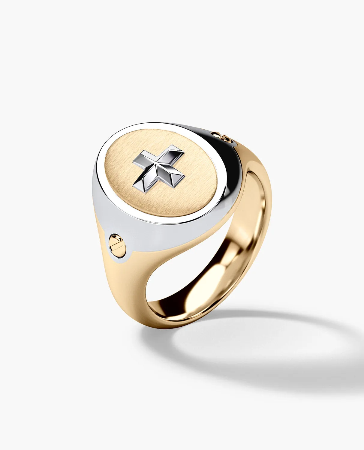 LODESTAR Two-Tone Gold Religious Signet Ring
