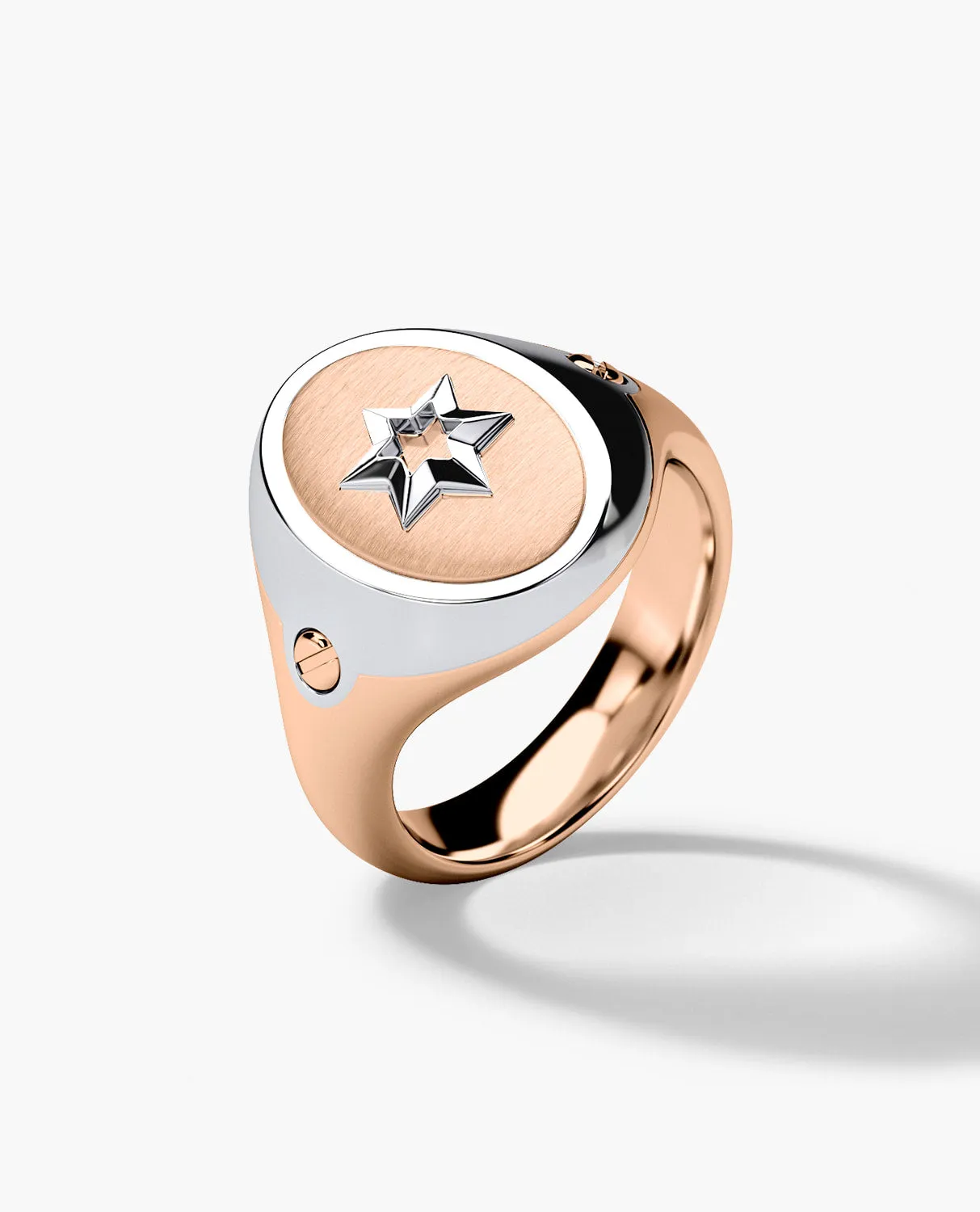 LODESTAR Two-Tone Gold Religious Signet Ring