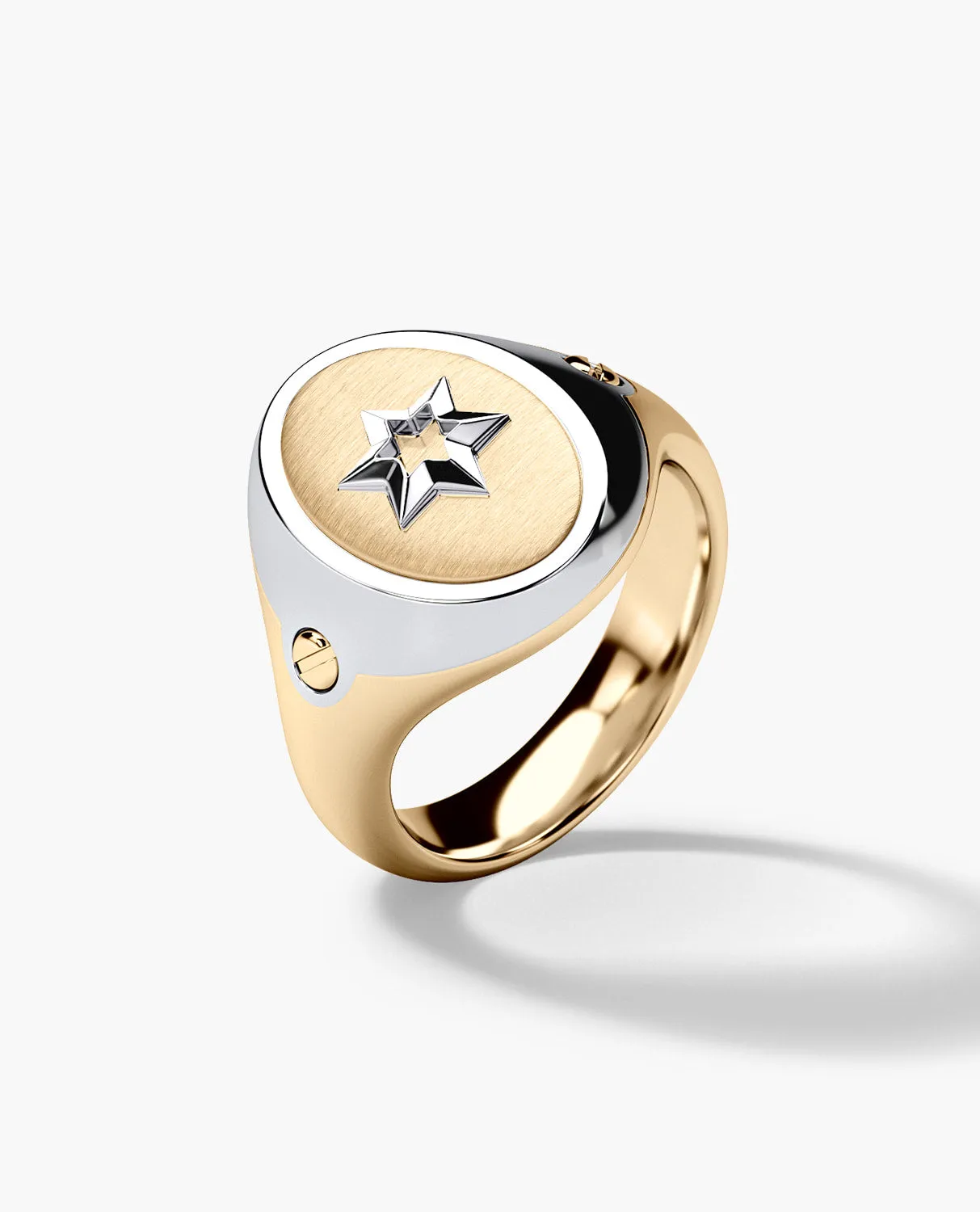 LODESTAR Two-Tone Gold Religious Signet Ring