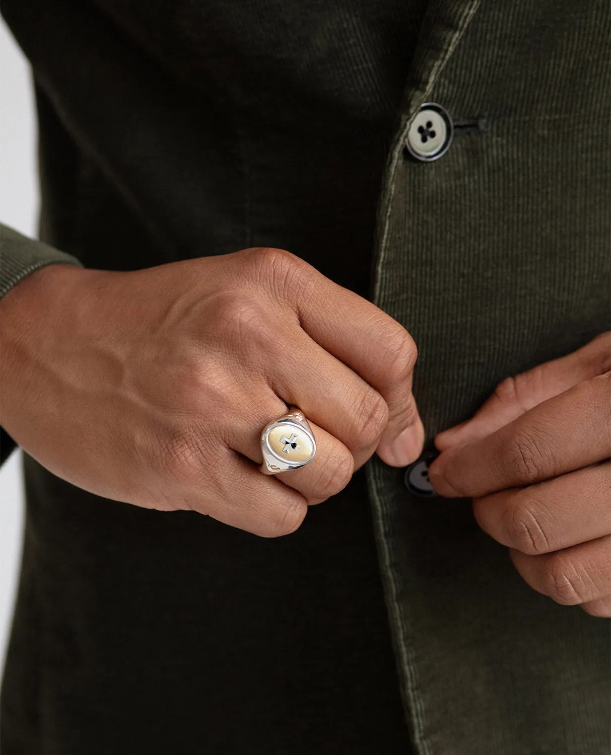 LODESTAR Two-Tone Gold Religious Signet Ring