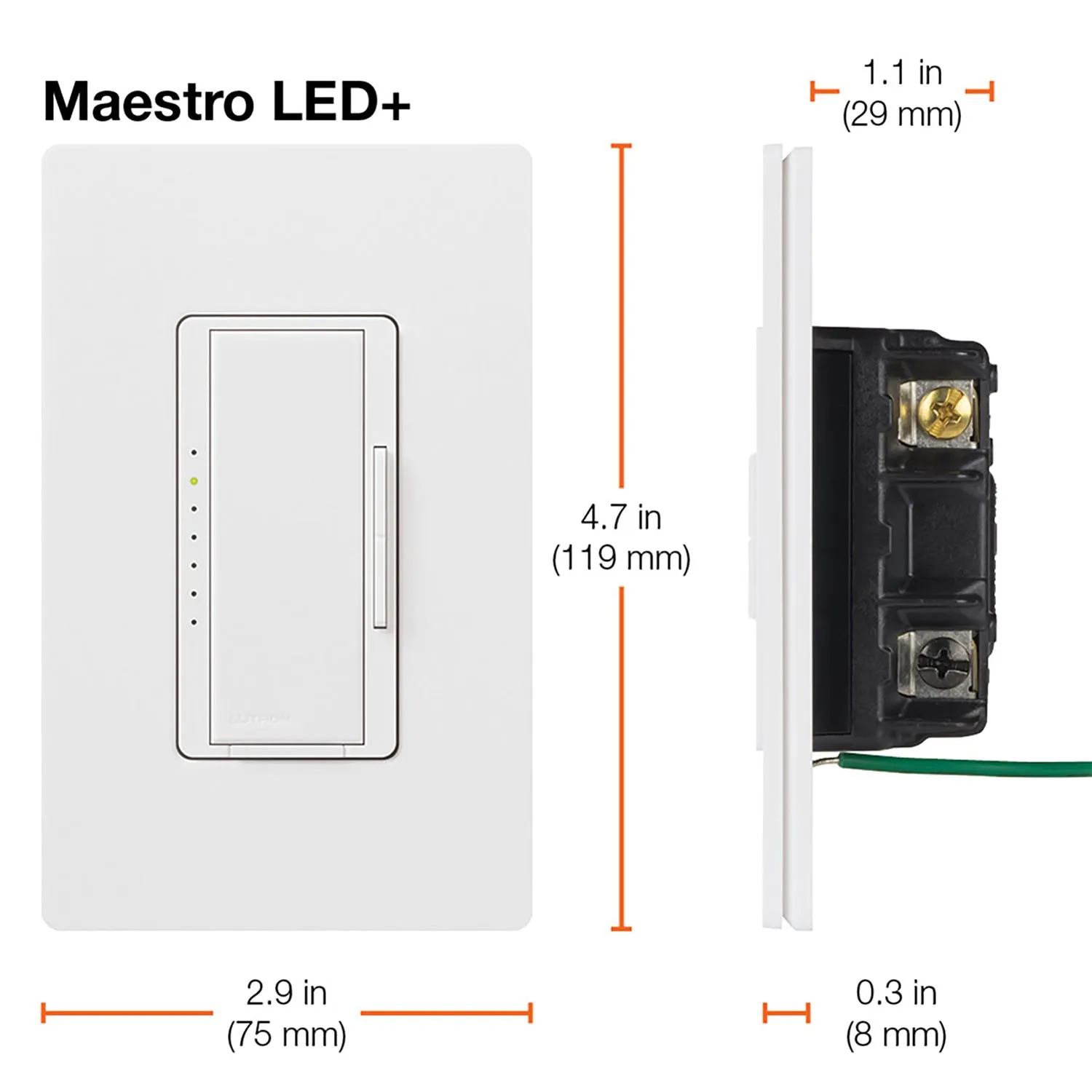 Maestro LED  Dimmer Switch, 150-Watt, Single Pole or Multi-Location, Light Almond