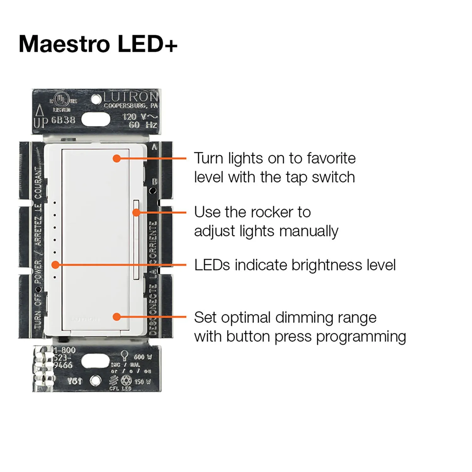 Maestro LED  Dimmer Switch, 150-Watt, Single Pole or Multi-Location, Light Almond