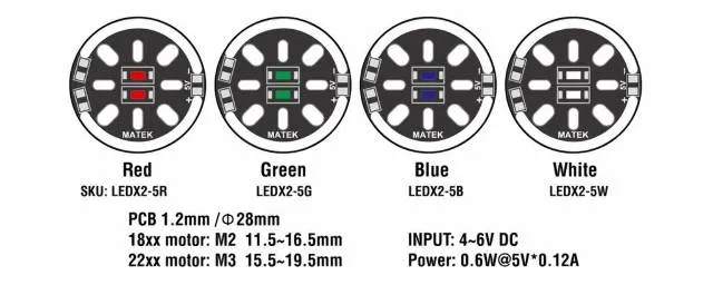 Matek Systems LED CIRCLE X2/5V MOTOR MOUNT LEDX2-5XW White LEDX2-5W