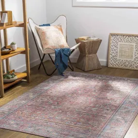 Mauckport Traditional Coral Washable Area Rug
