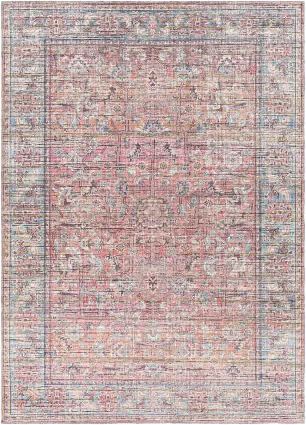 Mauckport Traditional Coral Washable Area Rug