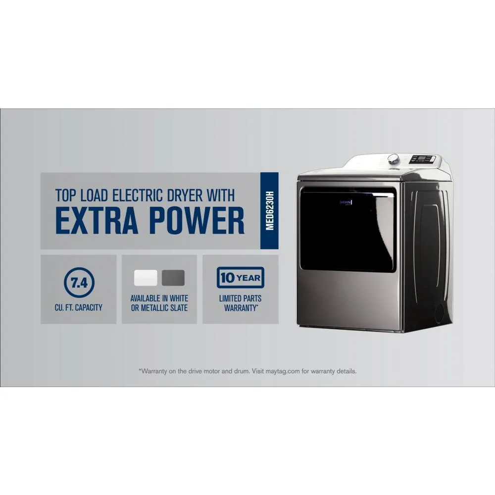 Maytag MED6230HC Smart Top Load Electric Dryer with Extra Power - 7.4 cu. ft.