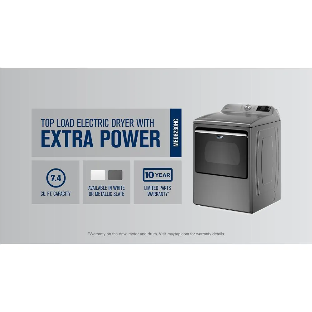 Maytag MED6230HC Smart Top Load Electric Dryer with Extra Power - 7.4 cu. ft.
