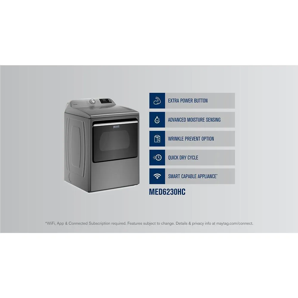 Maytag MED6230HC Smart Top Load Electric Dryer with Extra Power - 7.4 cu. ft.