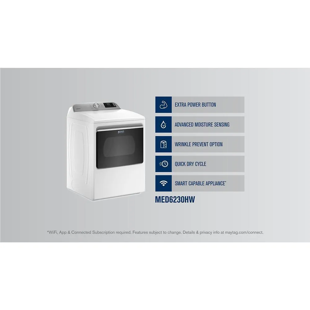 Maytag MED6230HW Smart Top Load Electric Dryer with Extra Power - 7.4 cu. ft.