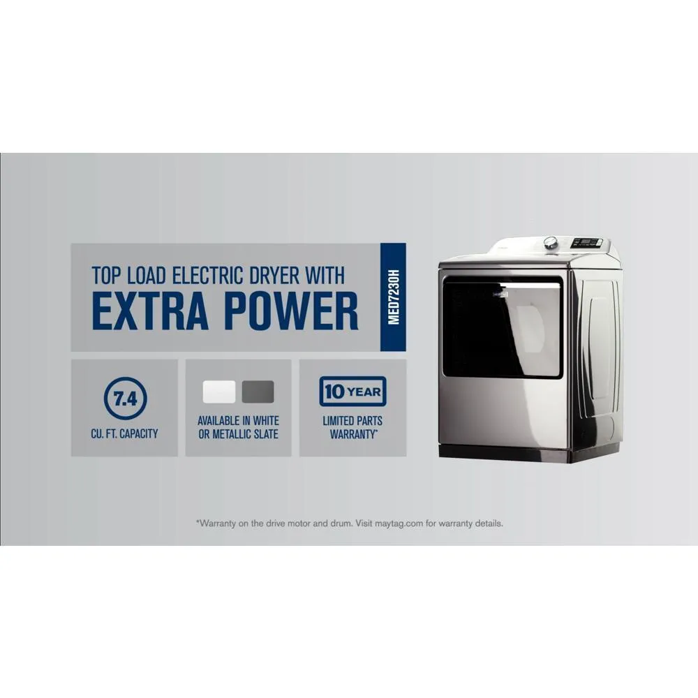 Maytag MED7230HC Smart Top Load Electric Dryer with Extra Power - 7.4 cu. ft.