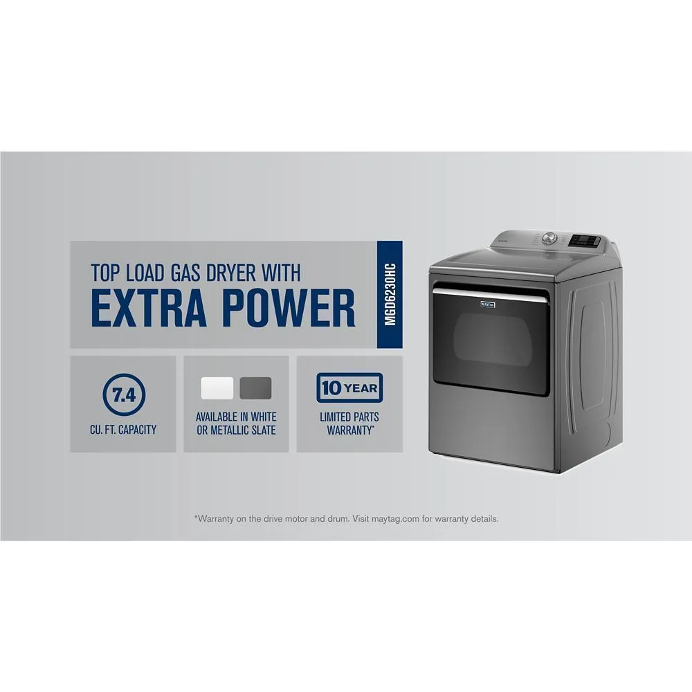 Maytag MGD6230HC Smart Top Load Gas Dryer with Extra Power - 7.4 cu. ft.