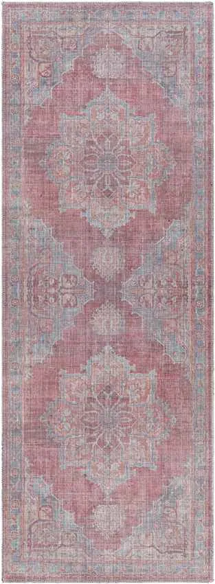 Middlebury Traditional Pale Red Washable Area Rug