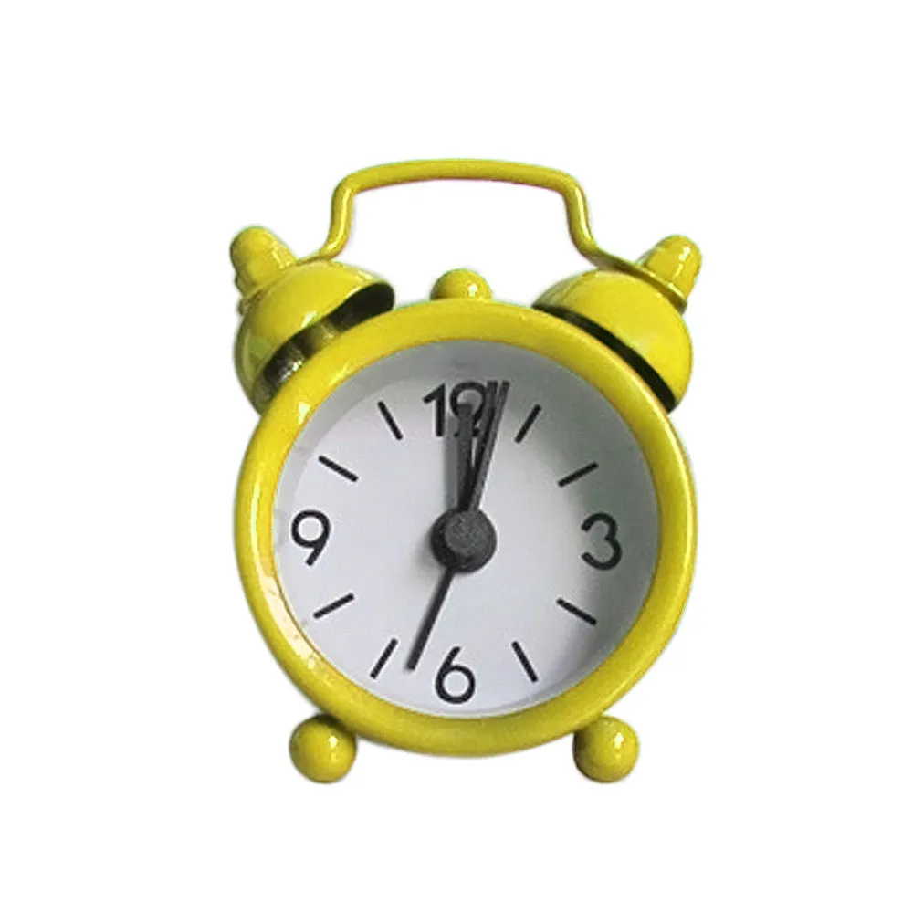 Mini Alarm Clock Electronic Round Number Double Bell Desk Table Digital Quartz Clock Home Decoration Retro Portable Cute Durable