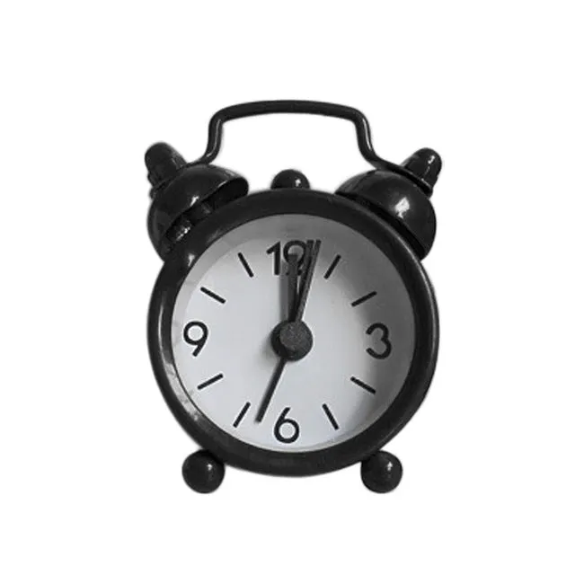 Mini Alarm Clock Electronic Round Number Double Bell Desk Table Digital Quartz Clock Home Decoration Retro Portable Cute Durable