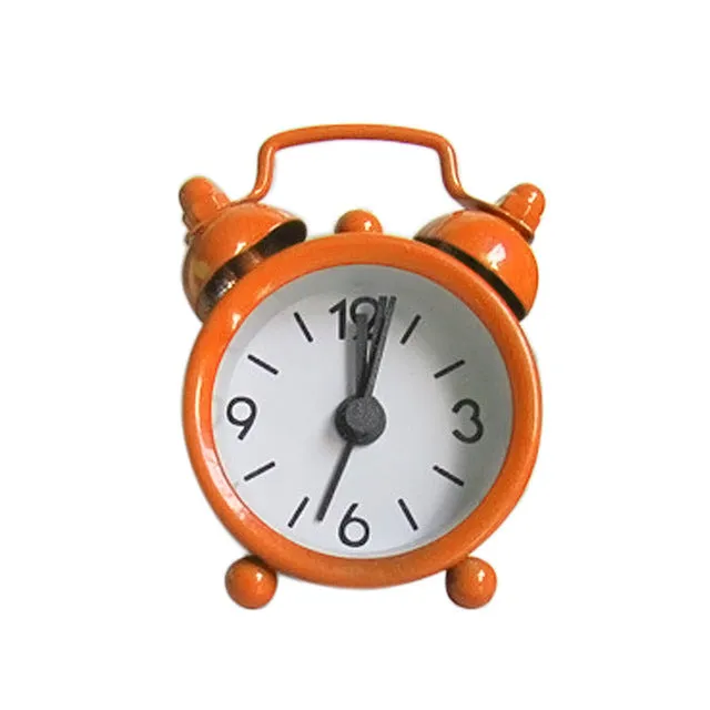 Mini Alarm Clock Electronic Round Number Double Bell Desk Table Digital Quartz Clock Home Decoration Retro Portable Cute Durable