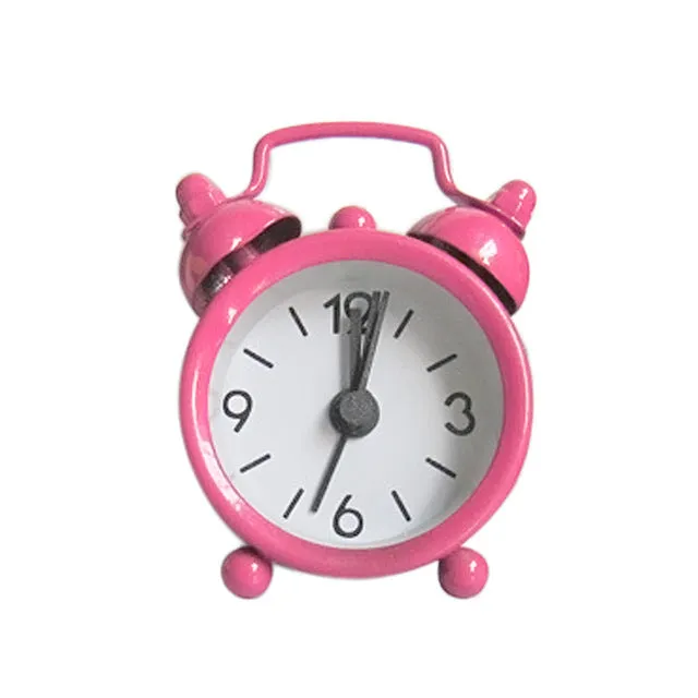 Mini Alarm Clock Electronic Round Number Double Bell Desk Table Digital Quartz Clock Home Decoration Retro Portable Cute Durable