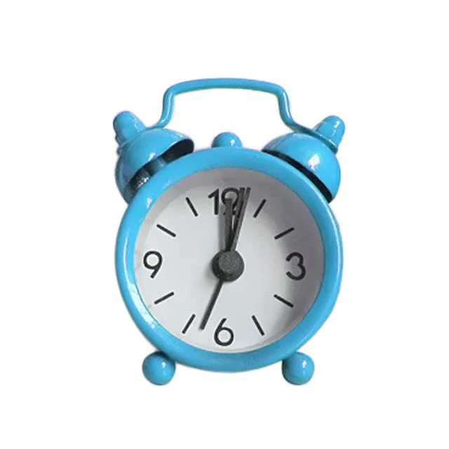Mini Alarm Clock Electronic Round Number Double Bell Desk Table Digital Quartz Clock Home Decoration Retro Portable Cute Durable