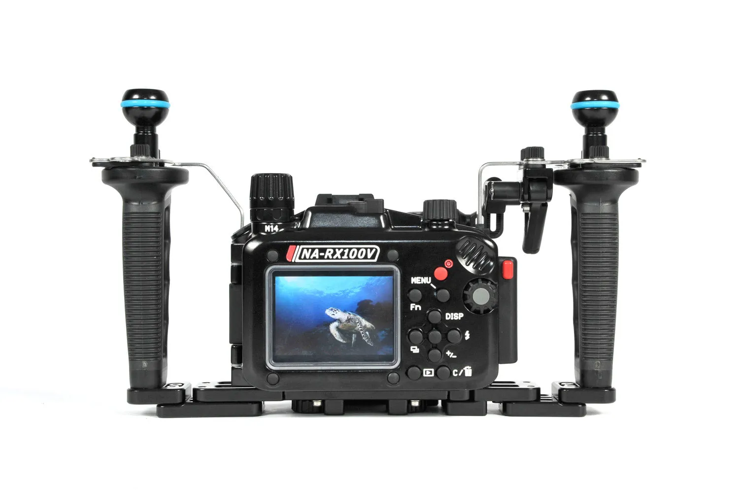 NA-RX100V Pro Package Housing for RX100V including Flexitray, Right Handle, Ball Mounts, and Shutter Release Extension