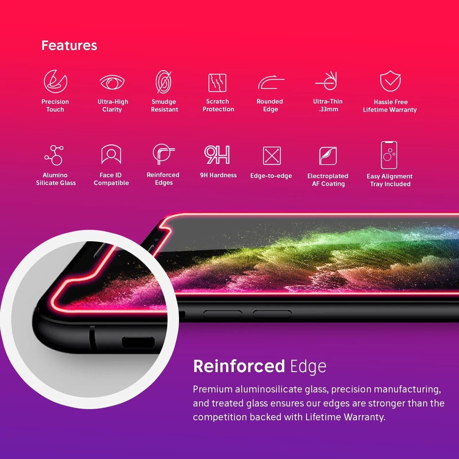 NanoArmour iPhone XS Max Screen Protector Antimicrobial Case Friendly