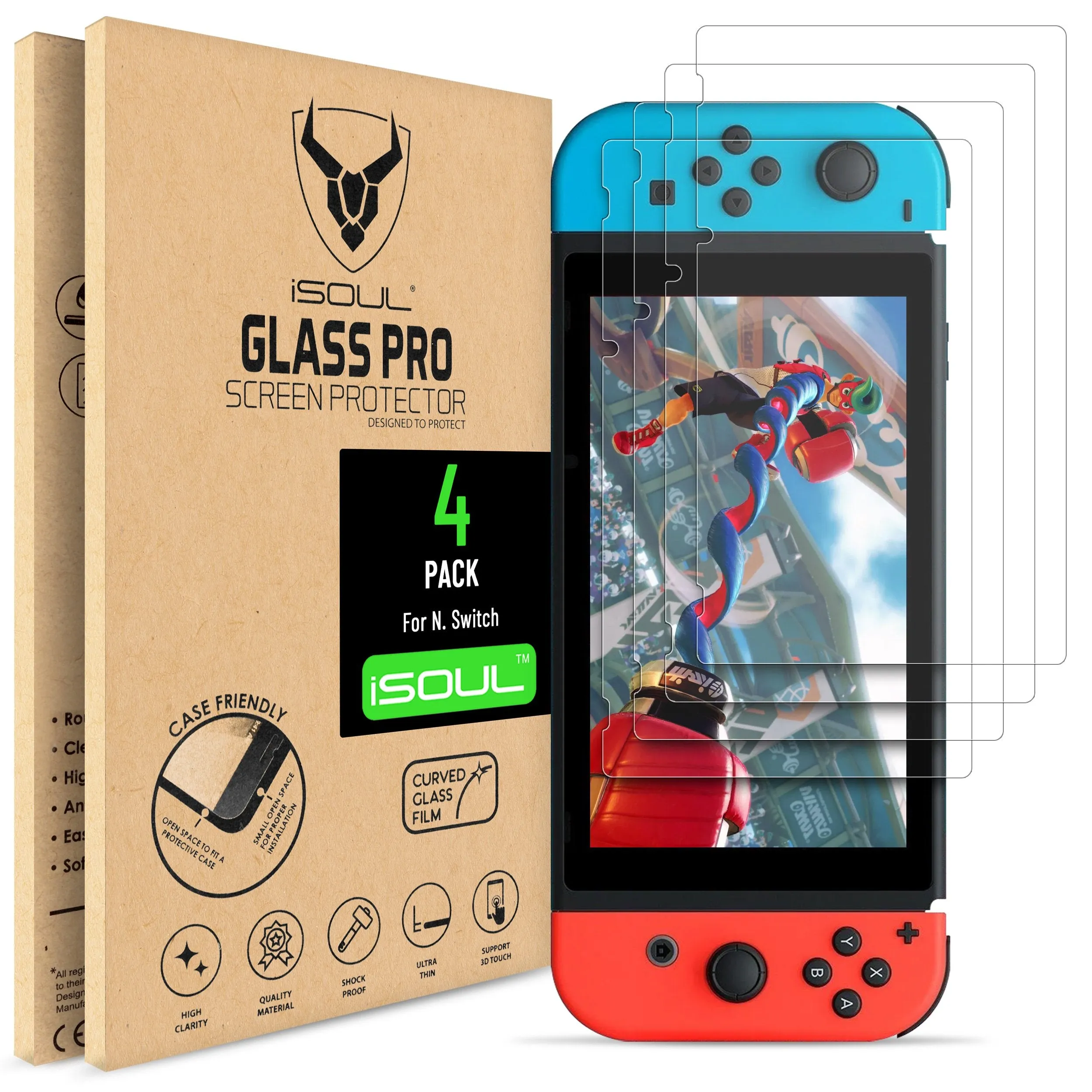 Nintendo Switch Screen Protector [Pack Of 4] Tempered Glass Film