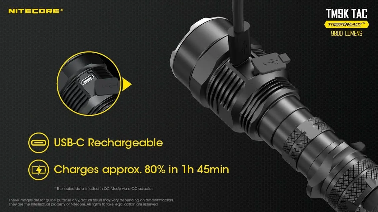 Nitecore TM9K TAC powerful 9800 lumen 280m USB-C rechargeable tactical floodlight