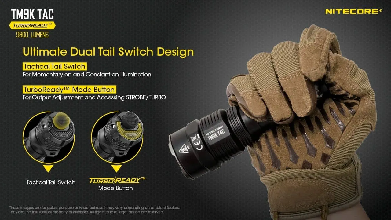 Nitecore TM9K TAC powerful 9800 lumen 280m USB-C rechargeable tactical floodlight