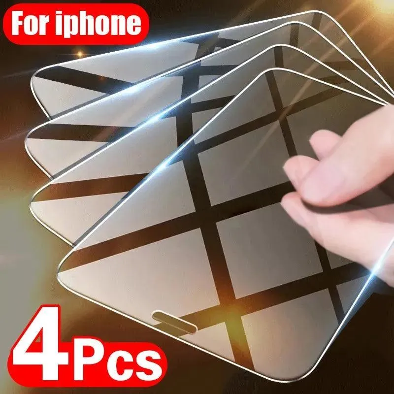 Premium Ultimate Shield Tempered Glass iPhone Screen Protectors: 4-Pack Kit - SEO Protection