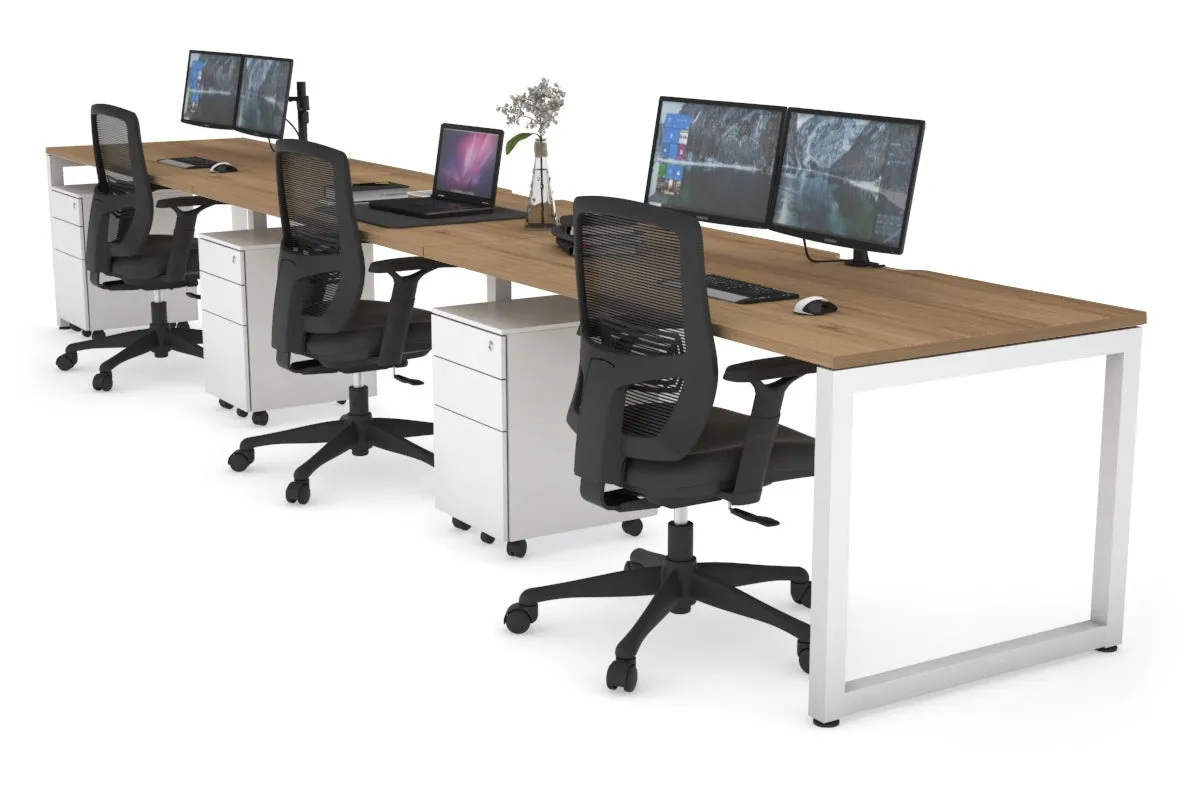 Quadro Loop Legs 3 Person Run Office Workstation [1600L x 800W with Cable Scallop]