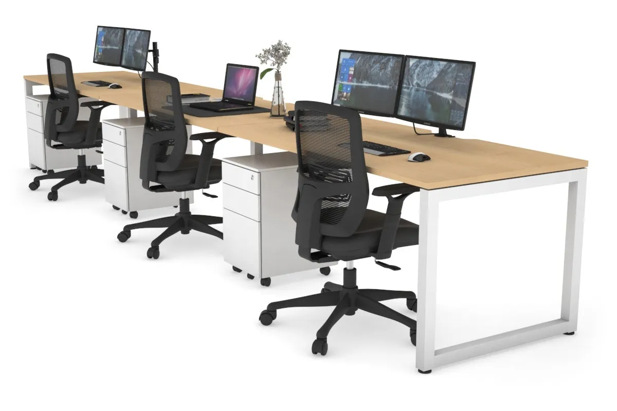 Quadro Loop Legs 3 Person Run Office Workstation [1600L x 800W with Cable Scallop]