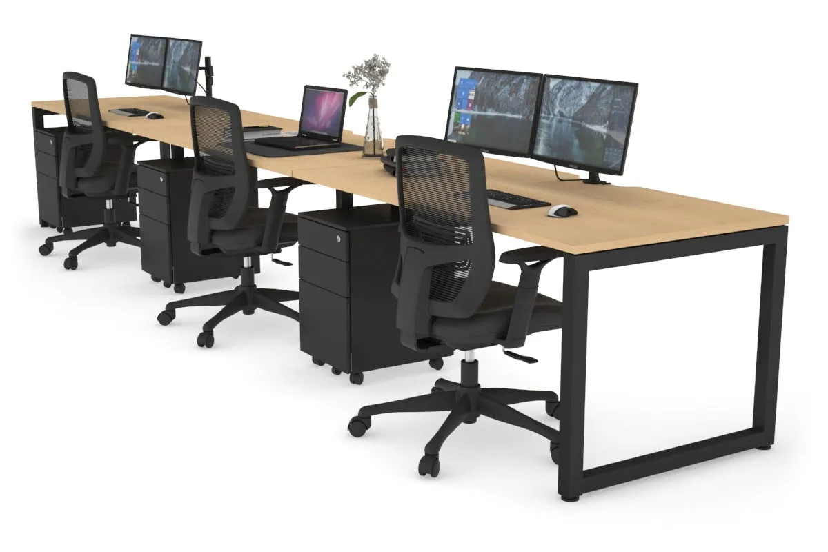 Quadro Loop Legs 3 Person Run Office Workstation [1600L x 800W with Cable Scallop]