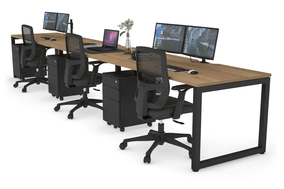 Quadro Loop Legs 3 Person Run Office Workstation [1600L x 800W with Cable Scallop]