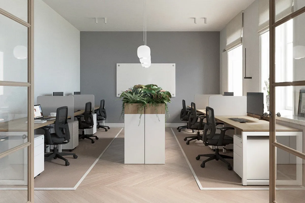 Quadro Loop Legs 3 Person Run Office Workstation [1600L x 800W with Cable Scallop]